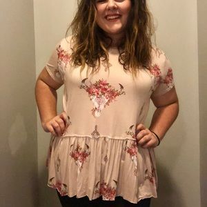 Bull Skull Peplum Top